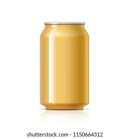 light and shiny aluminum cans for beer and soft drinks or energy. Packaging 330 ml. Object, shadow, and reflection on separate layers. Vector illustration