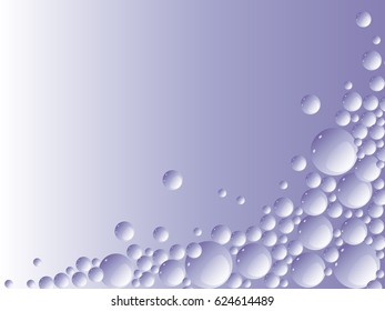 Light shiny balls of different sizes in the right corner of the bottom of a light blue background. Can be used for carbonated water.
