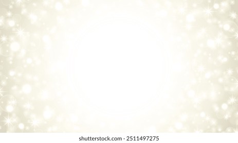 Helle glänzende Party festlich Weihnachten glühen Hintergrund mit Sternen 3D-Design realistische Vektorgrafik. Hell glänzend funkeln Bokeh unscharf glitzern beige neutrale Tapete Hintergrund mit Zaubereffekt