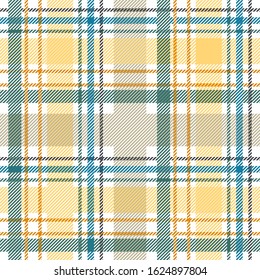 Light shirt pattern. Seamless checkered print. Template for plaids, scarves ond other clothes. Yellow, white, green.