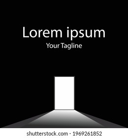 light shone from the open door in the dark room.