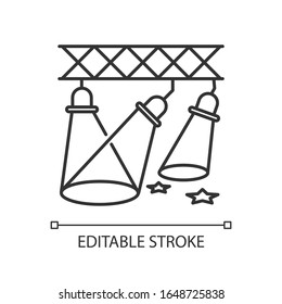 Light show pixel perfect linear icon. Thin line customizable illustration. Night club entertainment, festive performance contour symbol. Vector isolated outline drawing. Editable stroke