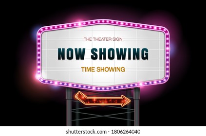 light sign billboard cinema theater vector illustration