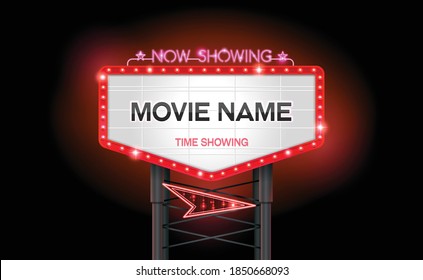 light sign billboard cinema theater vector illustration