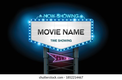 light sign billboard cinema theater vector illustration