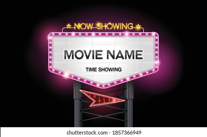 light sign billboard cinema theater vector illustration