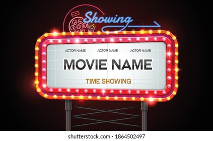 light sign billboard cinema theatre vector illustration