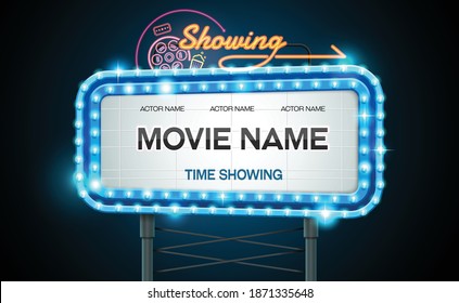 light sign billboard cinema theatre vector illustration