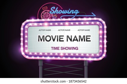 light sign billboard cinema theatre vector illustration