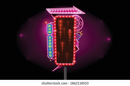 light sign billboard cinema vector illustration