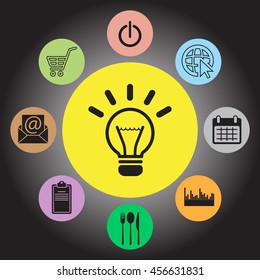 light sign ideas (lightbulb), web icon. vector design