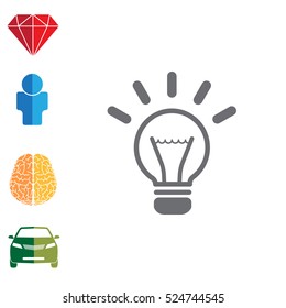 light sign ideas (lightbulb), web icon. vector design
