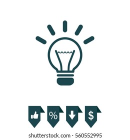 light sign ideas (lightbulb), web icon. vector design