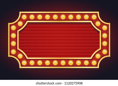 Vector Illustration Retro Illuminated Movie Marquee Stock Vector ...