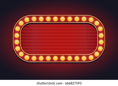 Light sign marquee bulb glowing vintage carnival or circus style, Vector illustration