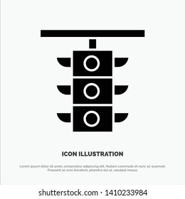 Light, Sign, Station, Traffic, Train solid Glyph Icon vector