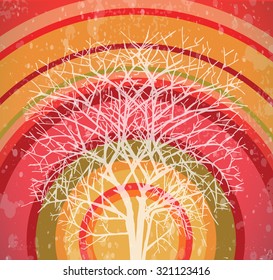 Light silhouette of a large tree at sunset. For the posters, t-shirts and designs.