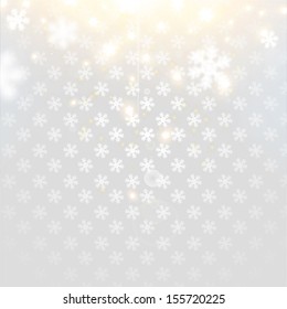 hellsilberner abstrakter Weihnachtshintergrund mit weißen Schneeflocken