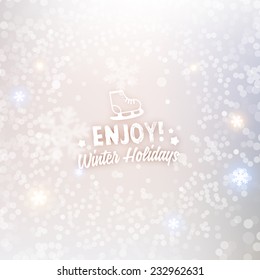 Light Silver Abstract Christmas Background with White Blurred Snowflakes