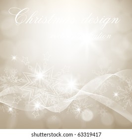 Light silver abstract Christmas background with white snowflakes