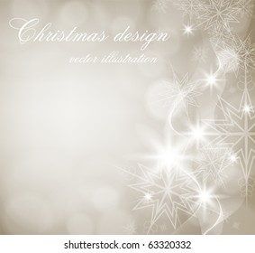Light silver abstract Christmas background with white snowflakes