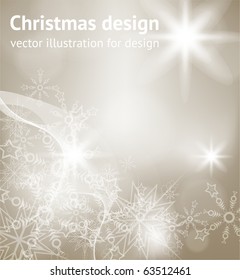 Light silver abstract Christmas background with white snowflakes