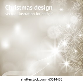 Light silver abstract Christmas background with white snowflakes