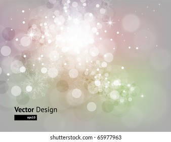 Fondo de Navidad abstracto de plata ligera con copos de nieve blancos