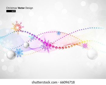 Fondo de Navidad abstracto de plata ligera con copos de nieve coloridos y bailes de navidad