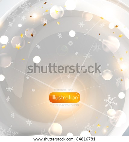 Light silver abstract Christmas background with white snowflakes