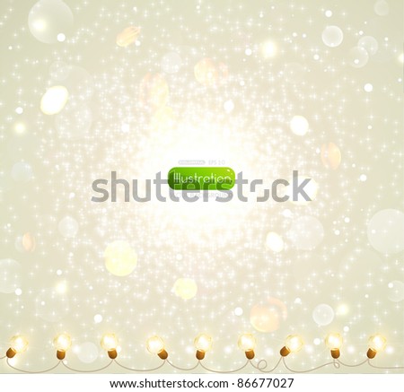 Light silver abstract Christmas background with white snowflakes and stars