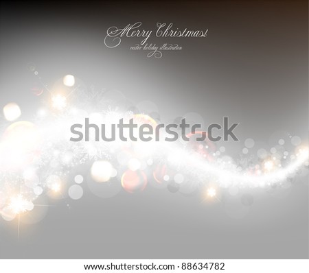 Light silver abstract Christmas background with white snowflakes