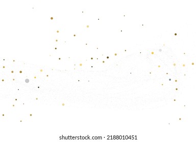 Light silver gold glitter confetti. Light Christmas background. white festive texture