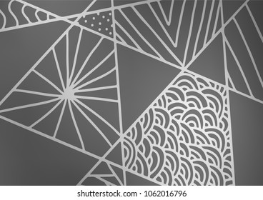 Light Silver, Gray vector abstract doodle texture. Blurred decorative design in Indian style with Zen tangles. The doodle design can be used for your web site.