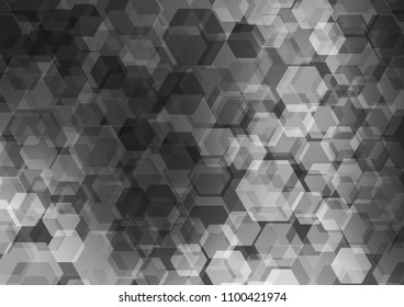 Light Silver, Gray vector abstract mosaic template. An elegant bright illustration with gradient. hexagonal pattern for your business design.