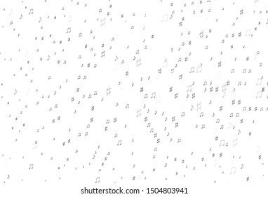 Light Silver, Gray vector backdrop with music notes. Isolated colorful music keys on abstract background. Template for fasion magazines.
