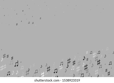 Light Silver, Gray vector backdrop with music notes. Shining illustration of  music notes. Pattern for websites of musitians.