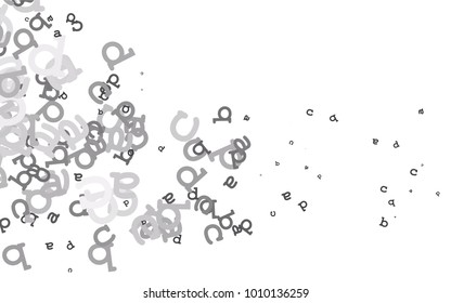 Light Silver, Gray vector background with signs of alphabet. Shining illustration with ABC symbols on abstract template. The pattern can be used for ad, booklets, leaflets of education.