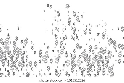Light Silver, Gray vector background with signs of dollars. Shining illustration with signs of dollars on abstract template. 