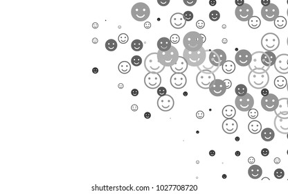 Light Silver, Gray vector background with funny smiles. Glitter abstract sketch with smiley, icons. Beautiful design for your business advert.
