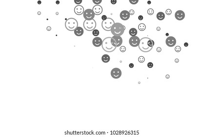 Light Silver, Gray vector background with funny smiles. Illustration with set of smiles in simple style. Pattern for ad, booklets, leaflets of celebrations.