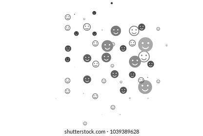 Light Silver, Gray vector background with funny smiles. Glitter abstract sketch with smiley, icons. Pattern for carnival, festival fun leaflets.