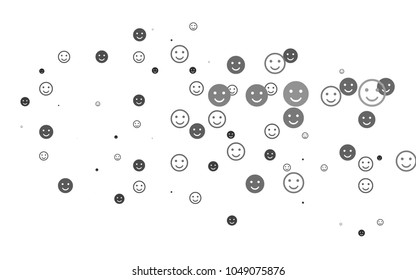 Light Silver, Gray vector background with funny smiles. Beautiful colored illustration with smiles in simple style. Template for cheerful greeting postcards.