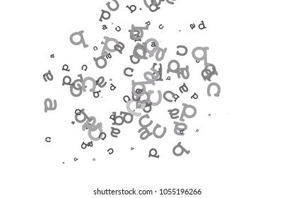 Light Silver, Gray vector background with signs of alphabet. Abstract illustration with colored latin alphabet. The pattern can be used as ads, poster, banner for books.