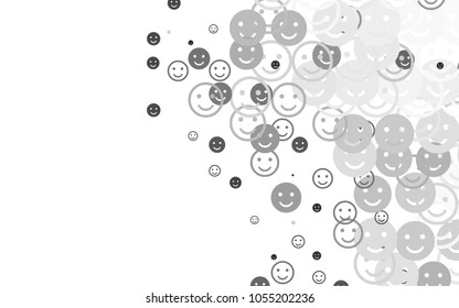 Light Silver, Gray vector background with funny smiles. Illustration with set of smiles in simple style. Template for cheerful greeting postcards.