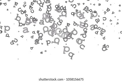 Light Silver, Gray vector background with signs of alphabet. Shining colorful illustration with isolated letters. The pattern can be used as ads, poster, banner for books.