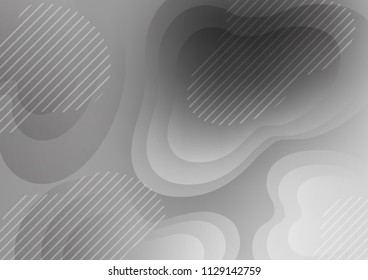 Light Silver, Gray vector background with straight diagonal lines inside rounded organic shapes. Lines on blurred abstract background with gradient. Smart design for your business advert.