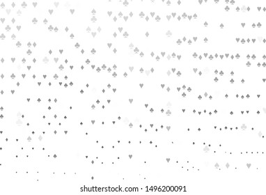 Light Silver, Gray vector background with cards signs. Colorful gradient with signs of hearts, spades, clubs, diamonds. Smart design for your business advert of casinos.