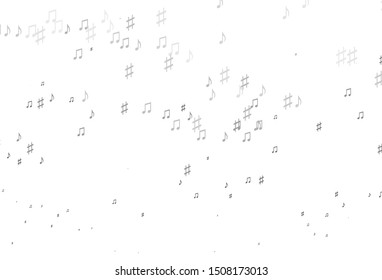 Light Silver, Gray vector background with music symbols. Abstract illustration with colorful symbols of melody. Pattern for school ad, booklets.