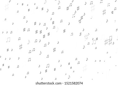 Light Silver, Gray vector background with music symbols. Decorative design in abstract style with music shapes. Modern design for wallpapers.